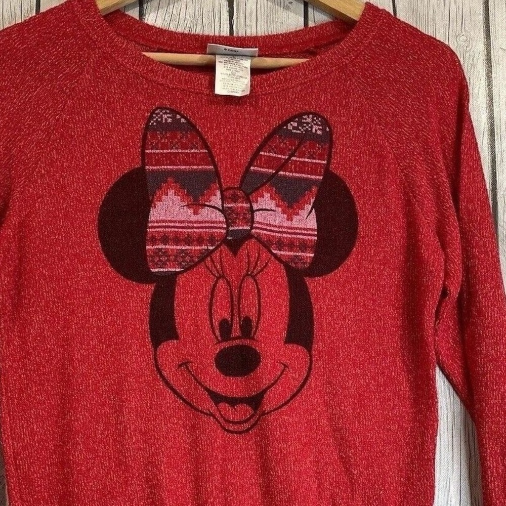 Disney Parks Minnie Mouse Red‎ Heathered Long Sleeve Sweatshirt Women's Size S